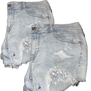 American Eagle 2PC Hi-Rise Distressed Lace Short Set SIZE 12